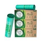 Presto! 100% Compostable Garbage Bags | Small (S) | Green | 45 Count | 15 Bags X 3 Packs | 17 x 19 Inches | Strong and Durable | For Dry and Wet Waste
