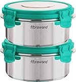 Floraware Stainless Steel Insulated Airtight Leak-Proof Lunch Box Unbreakable Lid, Snacks Tiffin for Kids, Light Weight, Easy Clean for Office, School, Picnic & Travelling, Set 2, 500 ml Sea Green