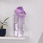 Clazkit 2L Motivational Water Bottle with Time Marker Transparent, Leak-Proof, and Break-Proof Office, School, College,Travel Bottle BPA-Free Sport Bottle Purple| Plastic