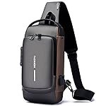 Waterproof Polyester Slim Unisex Crossbody Sling Bag Chest Backpack Men’s Shoulder Bag, Leisure Travel Handbag, Hard Shell Anti-Theft Chest Bag for Men
