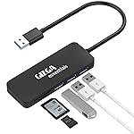 GIZGA Essentials High Performance USB Hub with Card Reader, 5 in 1 USB Hub, Fast Data Transfer, 3 USB 2.0, Micro SD, TF Data Transfer Upto 480Mbps for Laptops, Smartphone, MacBook, Chromebook, Black