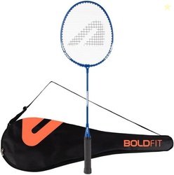 BOLDFIT Badminton Racquet with Cover Blue Strung Badmin...