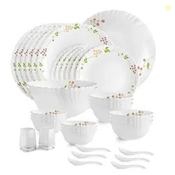 CELLO Secret Garden Dazzle Series Opalware Dinner Set of 35 Pieces for