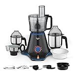 Preethi Zion MG-227 mixer grinder 750 watt Black, 4 jars – master chef food processor jar and flexi lid, Vega W5 motor with 2yr Guarantee & Lifelong Free Service, Standard