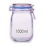 Jar Zipper Bags Storage for Food Snack Sandwich – Reusable Seal Food Bag Leak-Proof for Travel Camping or Kids – Reusable Resealable Ziplock Bottles Shaped Baggies (18)