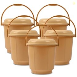 Urbane Home Pack of 5 Bathroom Bucket | 18 Liter With Lid & Handle | P