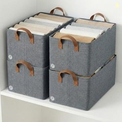 Btag Pack of 4 Storage Baskets (46L x 27W x 19H CM) Non-Woven Foldable