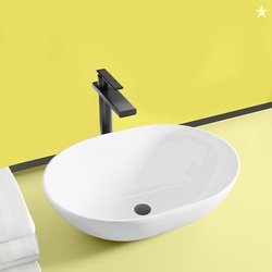 WASSMIST Ceramic Wash Basin/Basin for Bathroom | Table Top | 46D x 33.