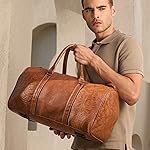 Lifelong Leatherette Stylish & Spacious Weekender Duffle Gym Bag | Stylish Travel Bag for Men & Women | Spacious Overnight Bag with Zip Pocket | Padded Handles | Carry-On Friendly (Tan)