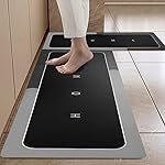 Cortina 2 Pcs Kitchen Mats, Waterproof Memory Foam Kitchen Rugs, Standing Desk Mat Floor Mats, Comfort Runner Rug Carpets for Kitchen Floor, Sink – (120 * 40 cm, 40 * 60 cm, Black)