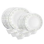 CELLO Tropical Lagoon Dazzle Series Opalware Dinner Set of 18 Pieces For Family of 6 | Bone-Ash Free & Leadfree Opal Glass, Microwave & Dishwasher Safe Plates & Bowls Crockery Set For Dining & Gifting