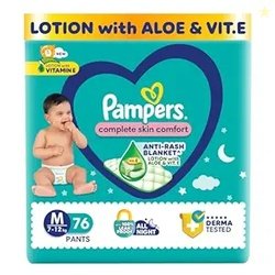 Pampers Complete Skin Comfort Pants, (M) 76 Count, Anti-rash blanket,