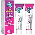 Get Nectar Happiness Glow Brightening Day & Night Cream Duo with Glutathione, Alpha Arbutin, Niacinamide, Kojic Acid & Ferulic Acid for Dark Spots, Pigmentation, Tan Removal & Glowing Skin for Men & Women Lightweight & Non-Greasy 15×2=30g Each