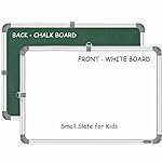 YAJNAS 1×1.5 Feet Non-Magnetic Heavy-Duty Aluminum Frame White Board with Chalk Board Small Slate (Pack of 1)