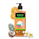 Beco Natural Dishwash Liquid-750ml |Orange Citrus Freshness| 100% Ecofriendly-Tough Grease removal Antibac formula| Leaves No residue, Baby & Pet Safe