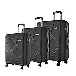 Safari Pentagon Pro 8 Wheels Spinner Set of 3 (Cabin+ Medium + Large) Trolley Bags, Hard Case Polypropylene, 360Â° Wheeling Luggage, Suitcase for Travel, Trolley Bags for Travel, Black