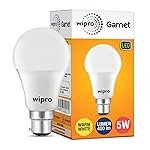 Wipro Garnet 5W LED Bulb for Home & Office |Warm White (2700K) | B22 Base|220 degree Light coverage |4Kv Surge Protection |400V High Voltage Protection |Energy Efficient | Pack of 1