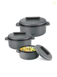 Milton Micronova Jr. Grey 3 Pieces Stainless Steel Microwave Safe Ther