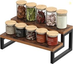 Kundi Rustic Wood Spice Rack Shelf, kitchen organizer rack, rack stand