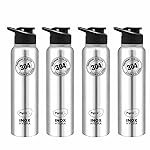 Pigeon by Stovekraft Inox hydra 900ml pack of 4 Stainless Steel Drinking Water Bottle 900ml Flipper Cap – Silver (1 year Warranty)