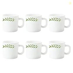 Larah by BOROSIL Botanica Opalware Mug Set (White) - 6-Pieces