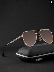 OKNO Polarised and UV Protected Lens Unisex Metal Brown Large Aviator
