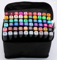 SHRIYEI Dual Tip Art Markers-60 60 PCS Bullet and Calligraphy Alc...mo