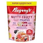 Bagrry’s Crunchy Nutty Fruity Muesli with Seeds & Berries 1kg | 78% Fruit, Nuts, Seeds & Multigrains | 99 Calories per serve | Rich in Fibre & Protein | No Artificial Preservatives or Colours | Breakfast Cereal