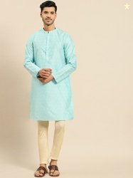 Amodh by Kisah Men blue Jacquard Kurta
