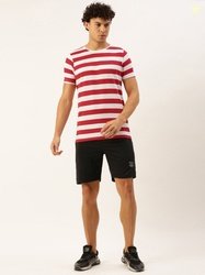 Sports52 wear Men Striped T-shirt And Mid-Rise Shorts Training Tracksu