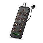 Portronics Power Plate 7 with 6 USB Port + 8 Power Sockets Power Strip Extension Board with 2500W, 3Mtr Cord Length, 2.1A USB Output(Black), 250 Volts