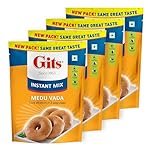 Gits Medu Vada Breakfast Mix, Makes 18 per Pack, Pure Veg, South Indian Breakfast Mix, 800g (Pack of 4 X 200g Each)
