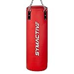 Symactive High Performance Heavy Duty 3 Feet Unfilled Punching Bag with Rust Proof Stainless Steel Hanging Chain, SRF Material, Red (Boxing/MMA/Kickboxing/Muay Thai)