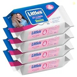 Little's Soft Cleansing Baby Wipes with Lid | 80 Wipes x Pack of 4 - 3