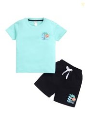 LITTLE NINJA Cotton Half Sleeves Beach Theme Printed Coordinating Tee