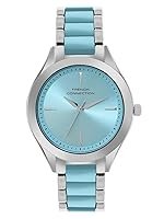 French Connection 3 Hands Blue Round Dial Stainless Steel & Acrylic Strap Casual Premium Sunray Feature Wrist Watch for Women – FCB9USM