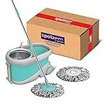 Spotzero by Milton Prime Stainless Steel Wringer Spin Mop with Big Wheel, Puller Handle, Bucket Floor Cleaning and Mopping System 360Â° Flexible,2 Microfiber Refills, Big Size, Aqua Green