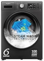Whirlpool 8 Kg 5 Star Inverter Supreme Care Front Load Fully Automatic Washing Machine with In-Built Heater (XS8014BWME, MidNight Grey, Steam Technology, 100+ Tough Stains, 6th Sense Soft Move)