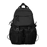 Glowic Black Backpacks for Men & Women | Stylish, Durable, Multi-Pocket Travel & Laptop Bags with Buckle Straps