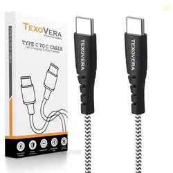 TexoVera 100W Type-C to Type-C Fast Charging Cable Compatible with iPh