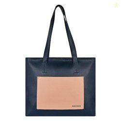 Bagsy Malone Handcrafted Vegan Leather Color-Blocked Tote with Front P