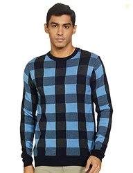 Amazon Brand - Symbol Men's LS Check Pattern Sweater Acrylic Pullover