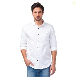 Spykar Men's Regular Fit N/A Full Sleeve Solid Casual Shirts