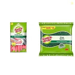 Scotch-Brite Kitchen Gloves - Large and Silver sparks -Large (3 units