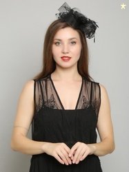 COLOR STYLE Flower Mesh Ribbons Feathers Fedoras Hat