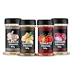 HARIBAS Combo Dry Onion Powder, Garlic Powder, Ginger Powder (Adrak/Sunth) and Tomato Powder 50gm Each | For Cooking & Baking | Gluten Free Seasoning