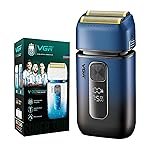 VGR V-362 SUPER TRIM Foil Shaver for Men | Titanium Dual Foils | 2 Speeds (7000/7500 RPM) | IPX-6 Waterproof | Rechargeable | LED Display | Travel Lock with 2 Year Warranty (Blue, Black)