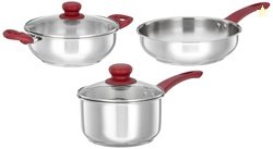 Amazon Brand - Solimo Stainless Steel 3 Pcs Cookware Set| Three Layer