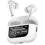 HAMMER Screen TWS Earbuds Wireless with 13mm Drivers, ANC Ear Buds 32dB, up to 50H Playtime TWS Ear Buds, Type-C Fast Charging, BT v5.4, True Wireless Earbuds Bluetooth,Transparency & EQ Mode (White)