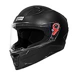 STUDDS Raider Street ISI Certified Full Face Helmet for Men and Women with Clear Visor (Black – L)